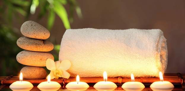 spa candles and setting