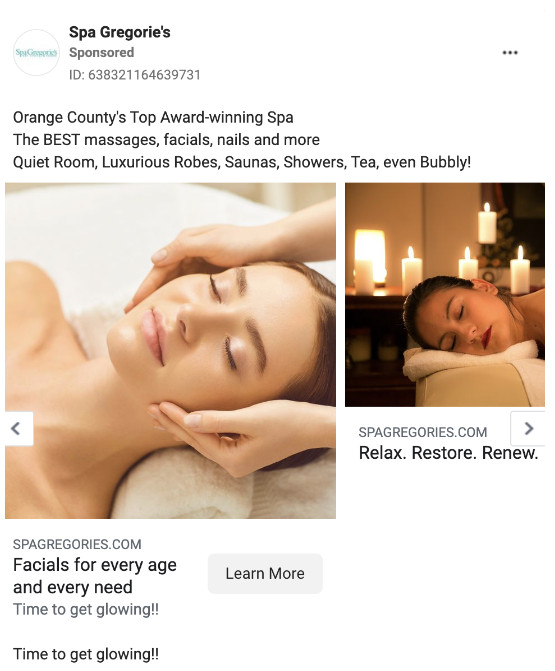 spa ad for further marketing