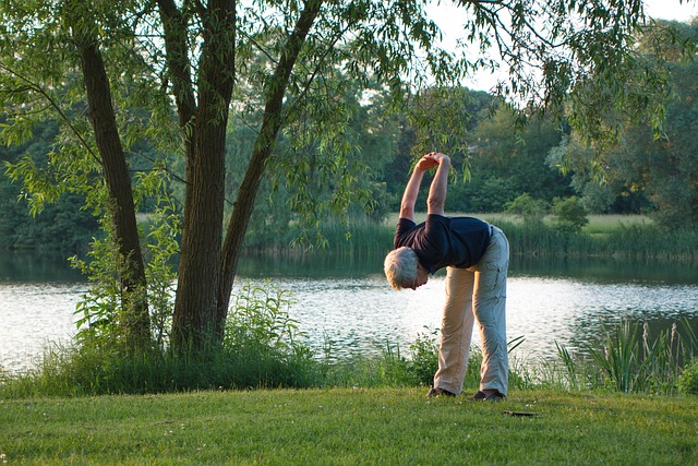 senior man stretching